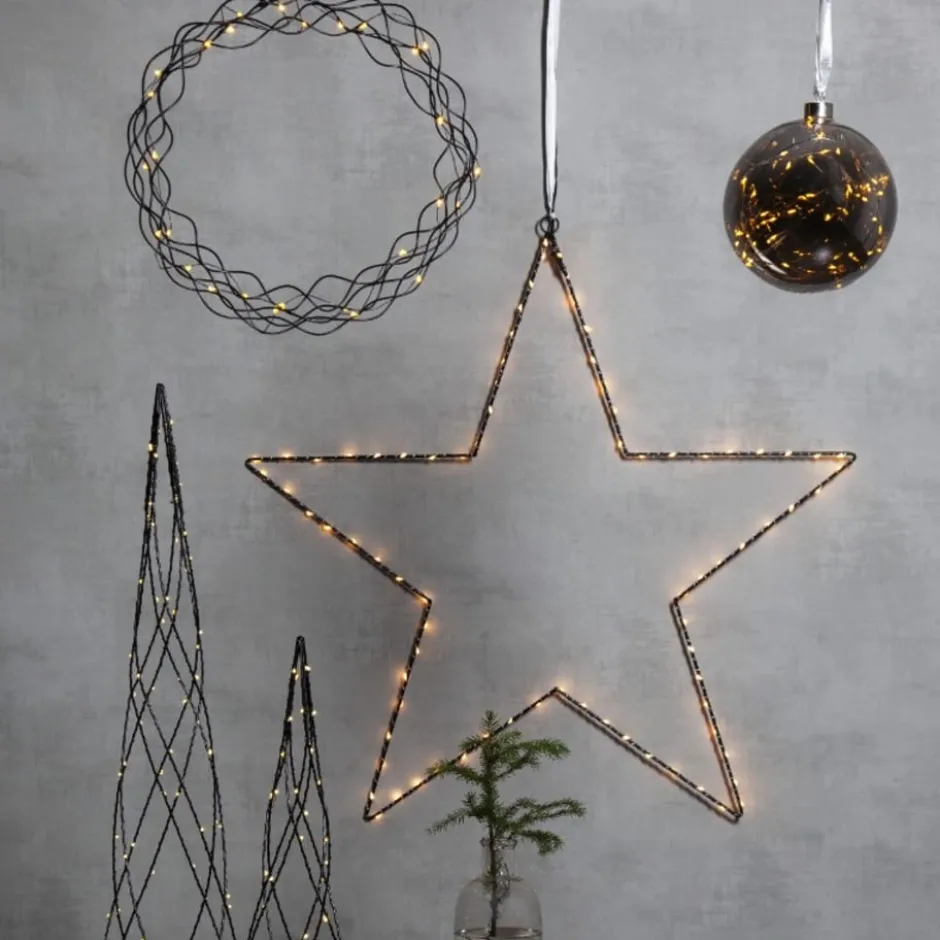Star Trading Curly juledekoration, Ø30 cm, sort