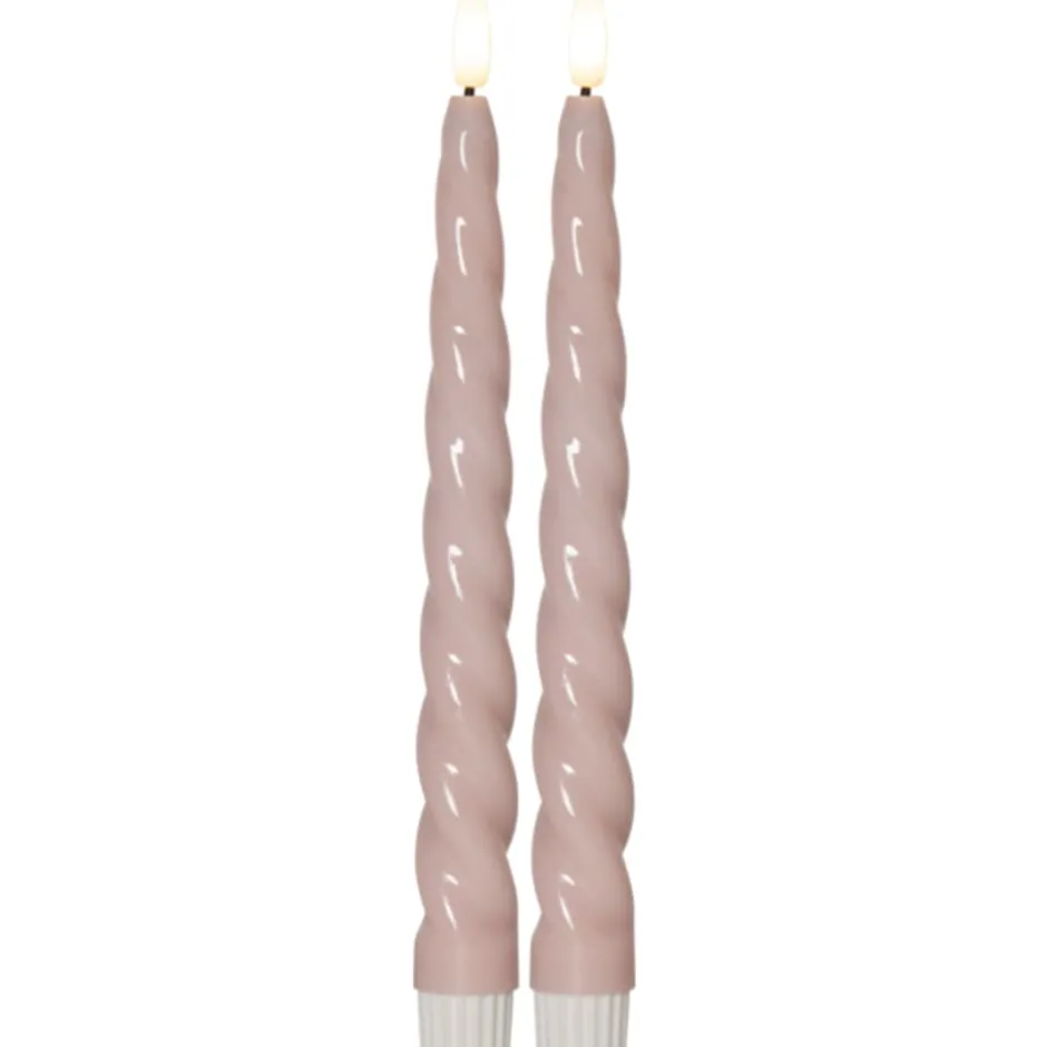 Star Trading Flamme Shine Swirl LED kronelys, batteri, lyserød