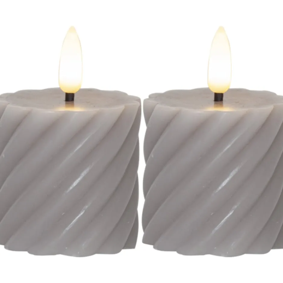 Star Trading Flamme Swirl LED bloklys, batteri, grå