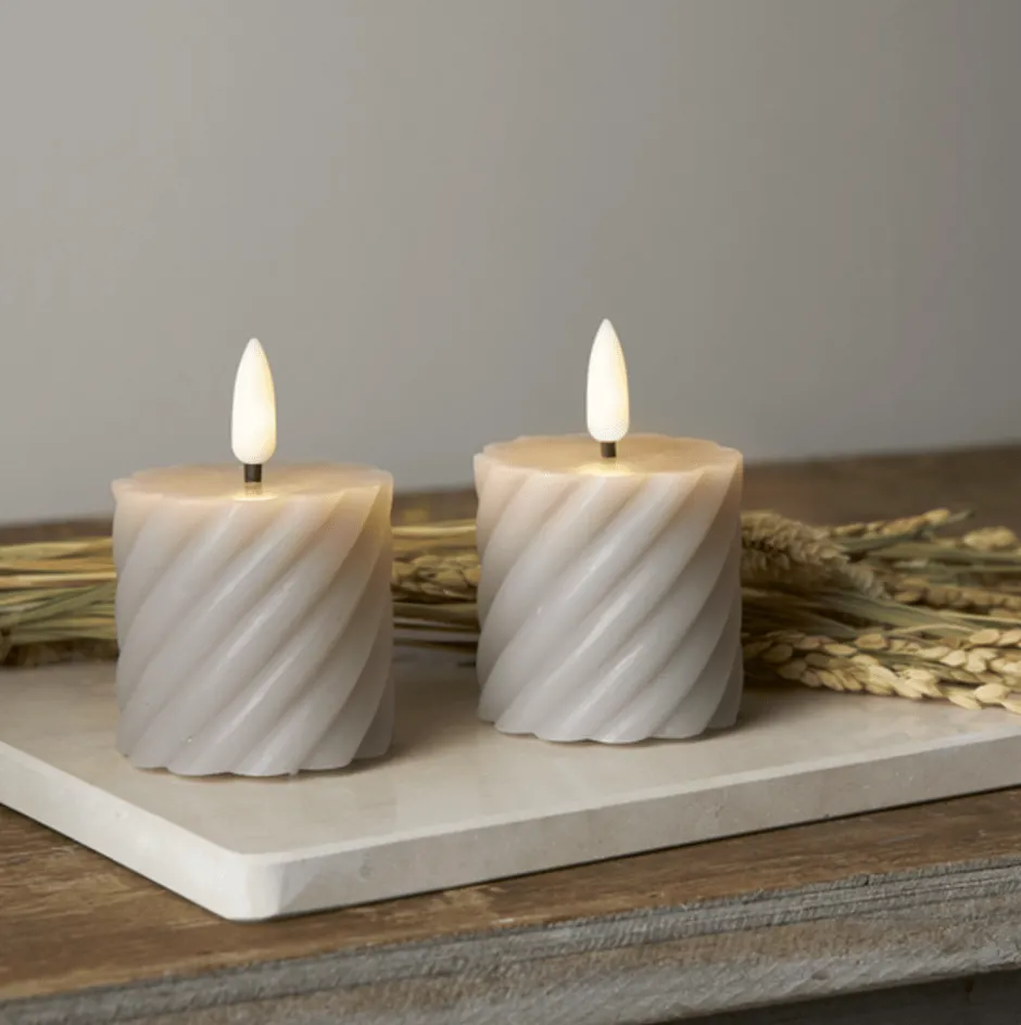 Star Trading Flamme Swirl LED bloklys, batteri, grå
