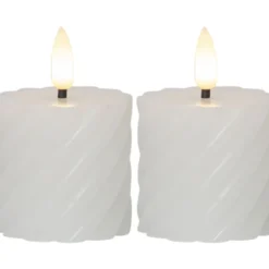 Star Trading Flamme Swirl LED bloklys, batteri, hvid