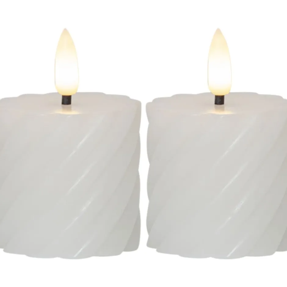 Star Trading Flamme Swirl LED bloklys, batteri, hvid