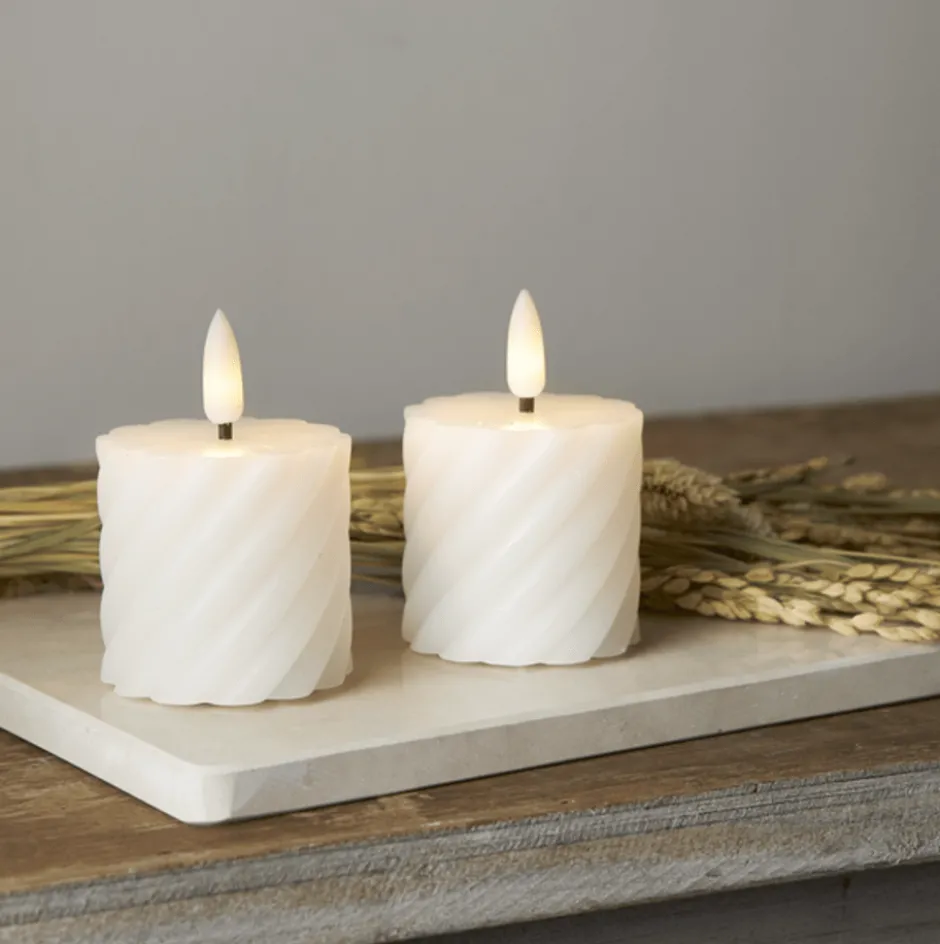 Star Trading Flamme Swirl LED bloklys, batteri, hvid