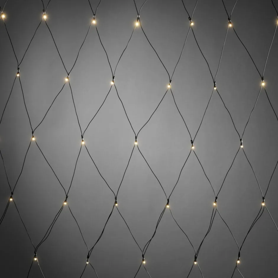 12 stk Konstsmide udendørs lysnet, batteri, 80 varm hvide lys, 160 x 80 cm