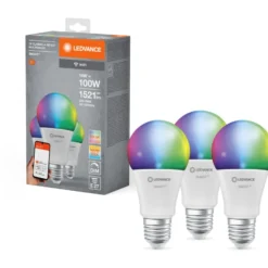 3 stk Ledvance Smart+ Wifi E27 standardpære, 2700K-6500K, 14W, 3-pak