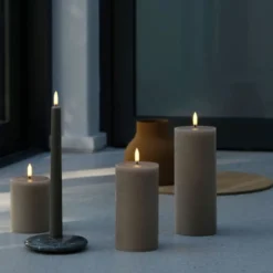 4 stk Uyuni LED bloklys, batteri, beige