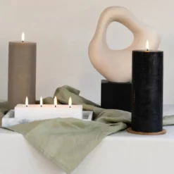 4 stk Uyuni LED bloklys, batteri, beige