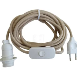 TBI ledning med E14 fatning & afbryder, sandfarvet