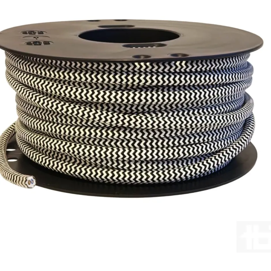 TBI stofledning, 2x0,75 mm², hvid/sort, metervare