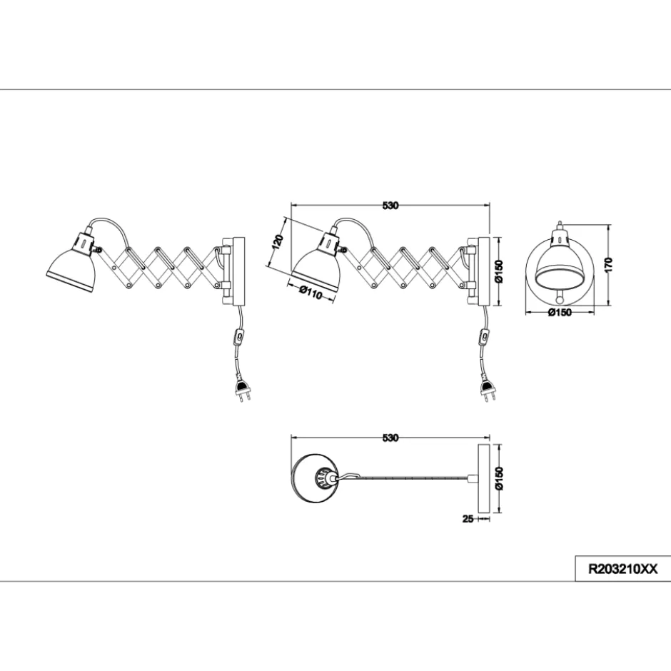 Trio Lighting Scissor sakselampe, beton