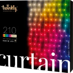 Twinkly Curtain udendørs lysgardin, 210 farvede + hvide lys, 1x2,1 meter