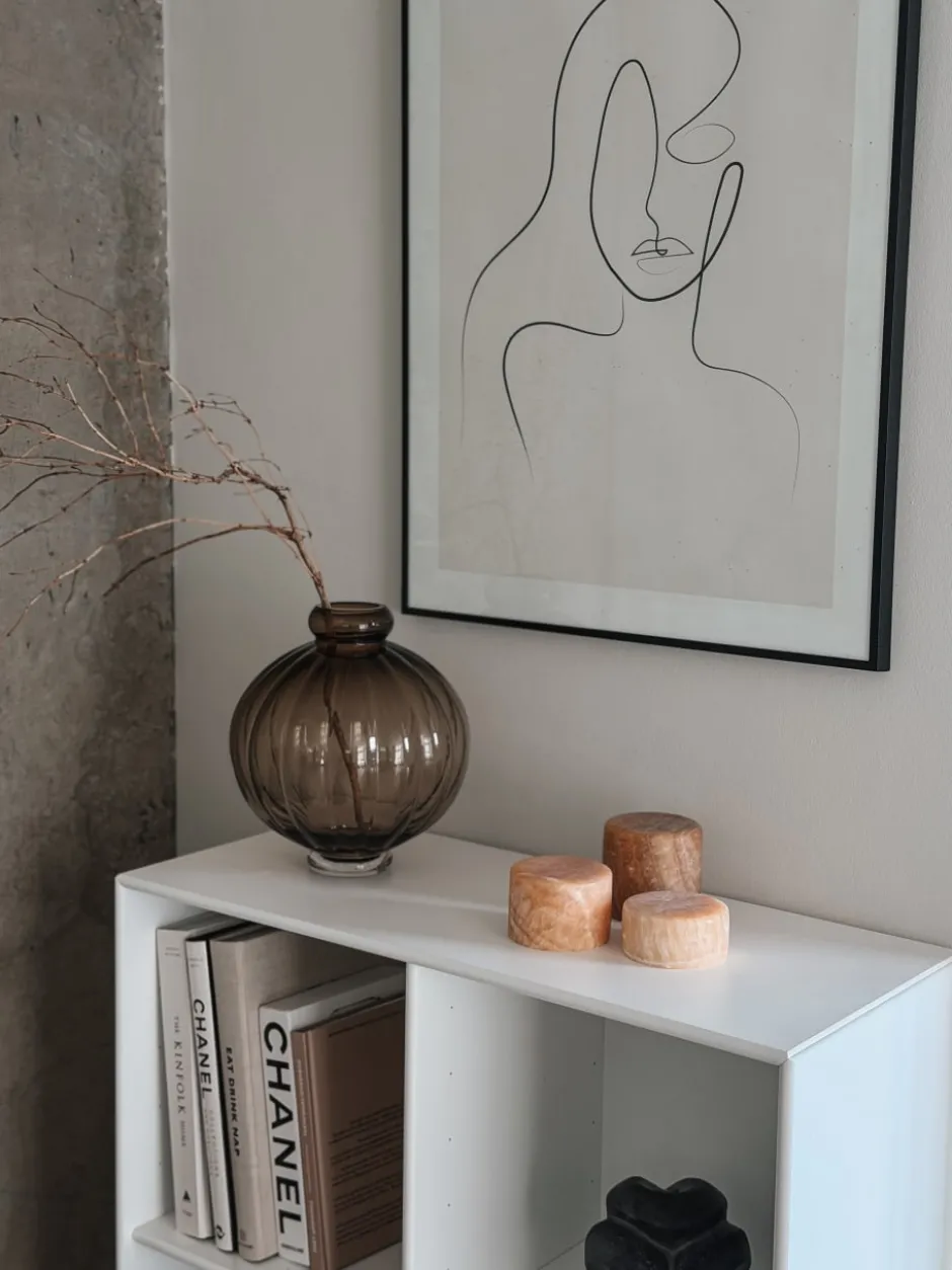 Unison marmor bordlys, silke, H8 cm