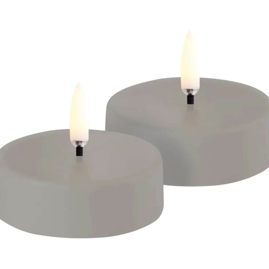 Uyuni LED fyrfadslys, genopladelig, beige, 2-pak
