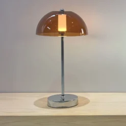 Veli Line Shade genopladelig bordlampe, ravfarvet