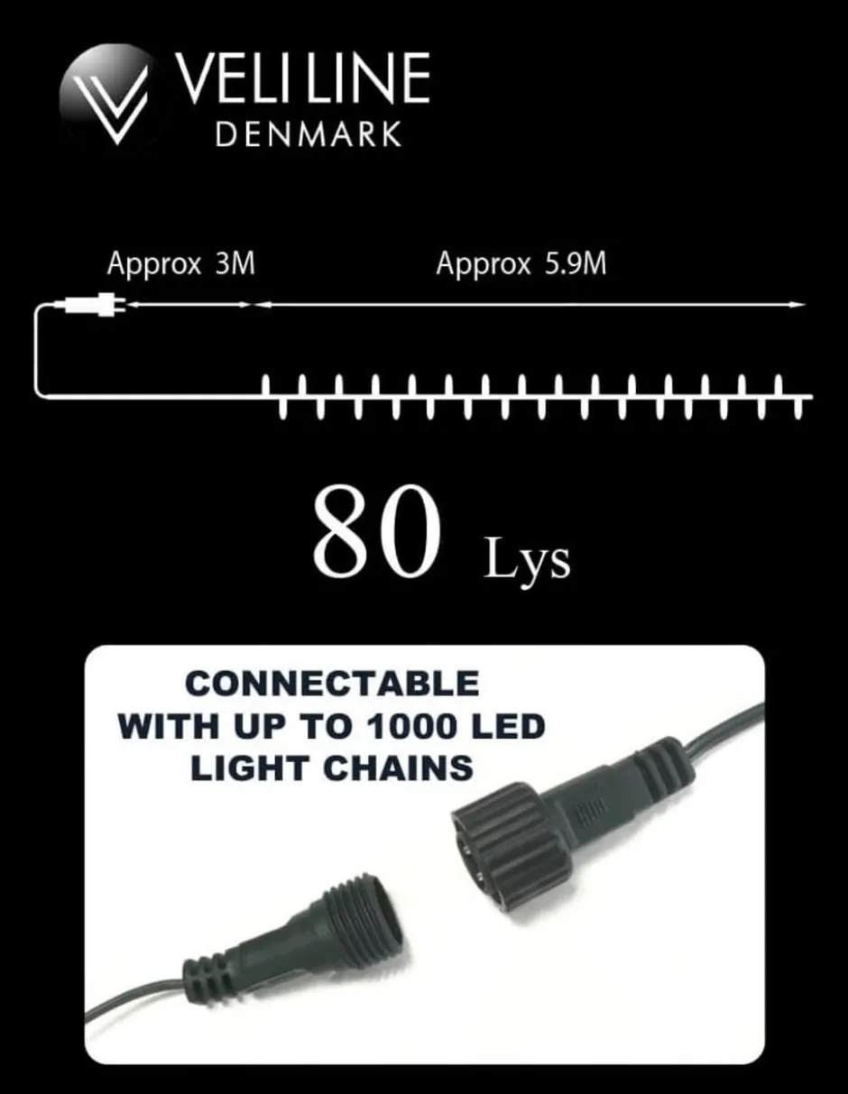 Veli Line udendørs lyskæde, varm hvid lys, 6 meter