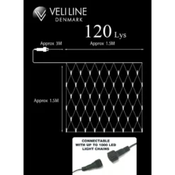 Veli Line udendørs lysnet, varm hvid lys, 1,5x1,5 meter
