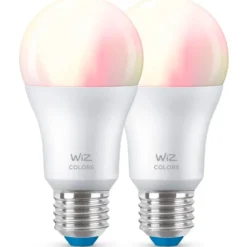Wiz E27 standardpære, 2200K-6500K, 8W, 2-pak