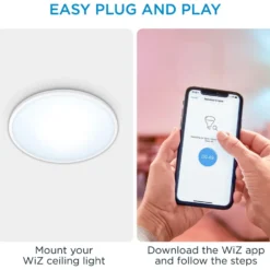 Wiz Superslim plafond, justerbar hvid, hvid, Ø29 cm
